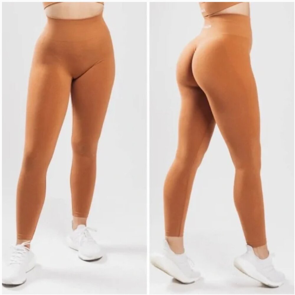 Alphalete Amplify Leggings Mandarin Orange Women's Large Booty Scrunch Workout